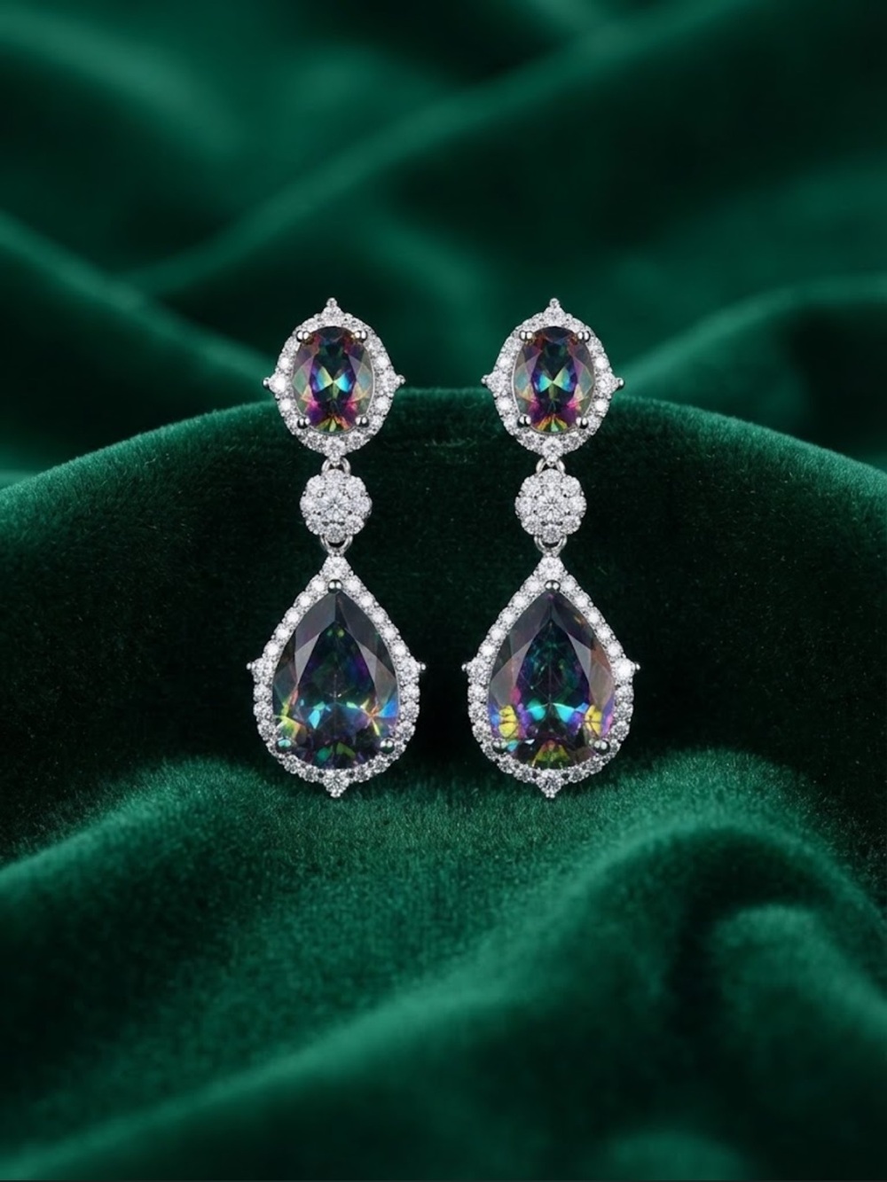 14K Gold Plated Mystic Teardrop Dangle Earrings Galaxy Purple